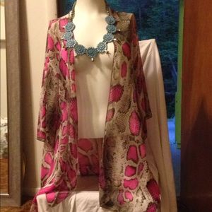 Pink snakeskin kimono